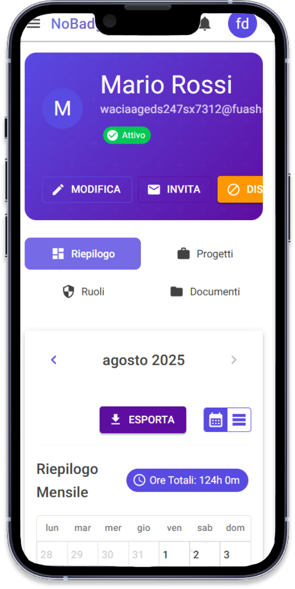 NoBadge App su telefono