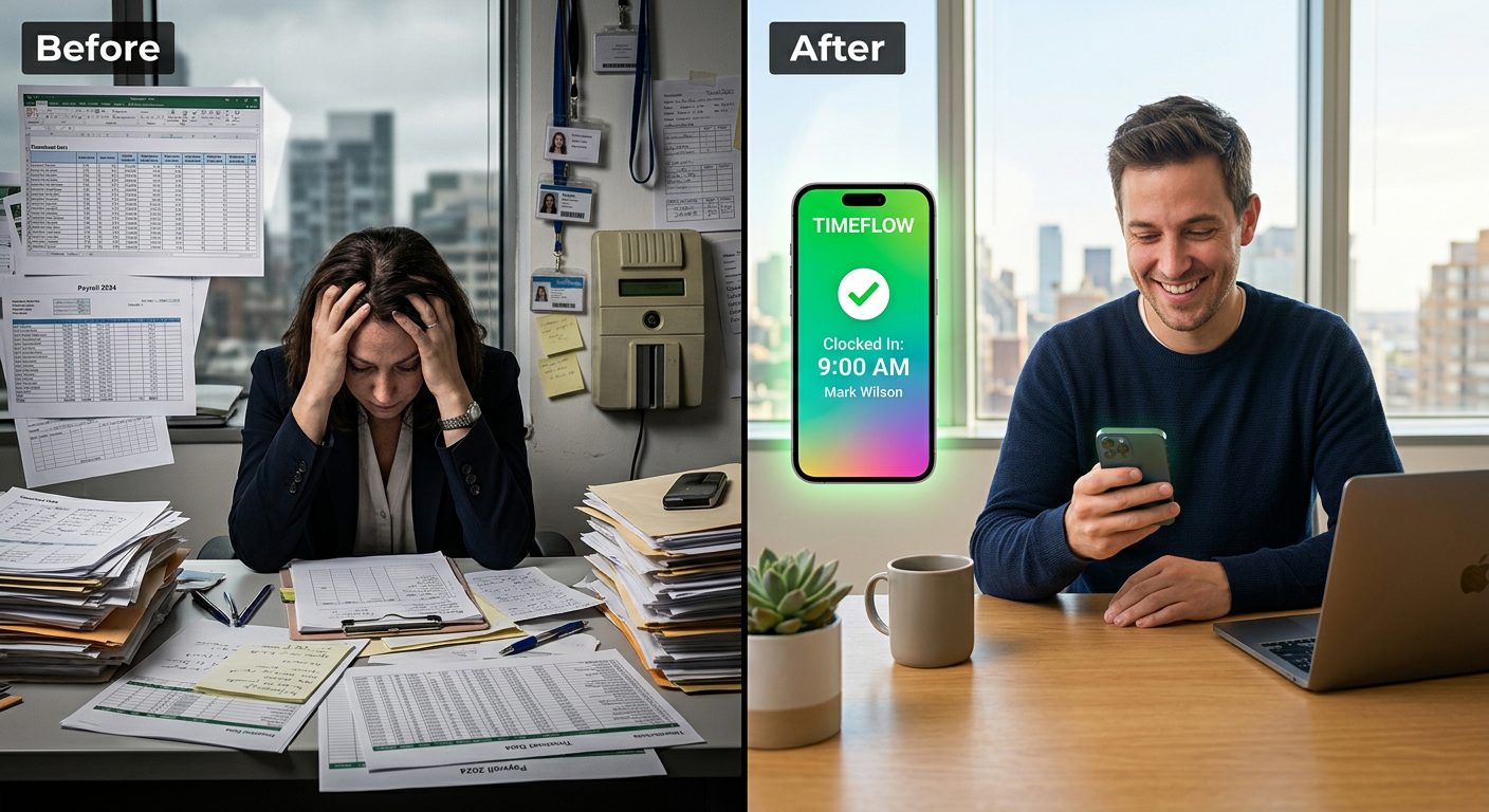 Confronto gestione presenze tradizionale con badge fisici ed Excel vs soluzione digitale NoBadge