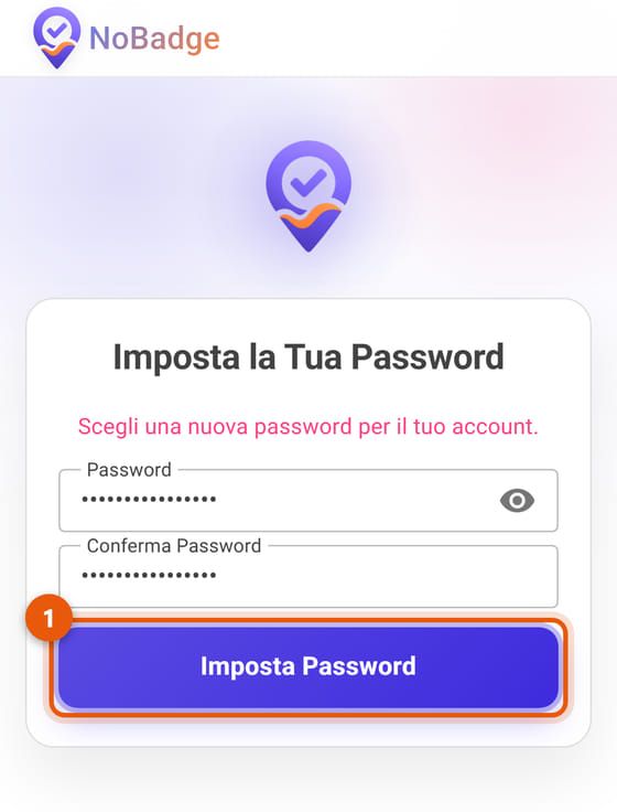 Pagina Imposta la Tua Password