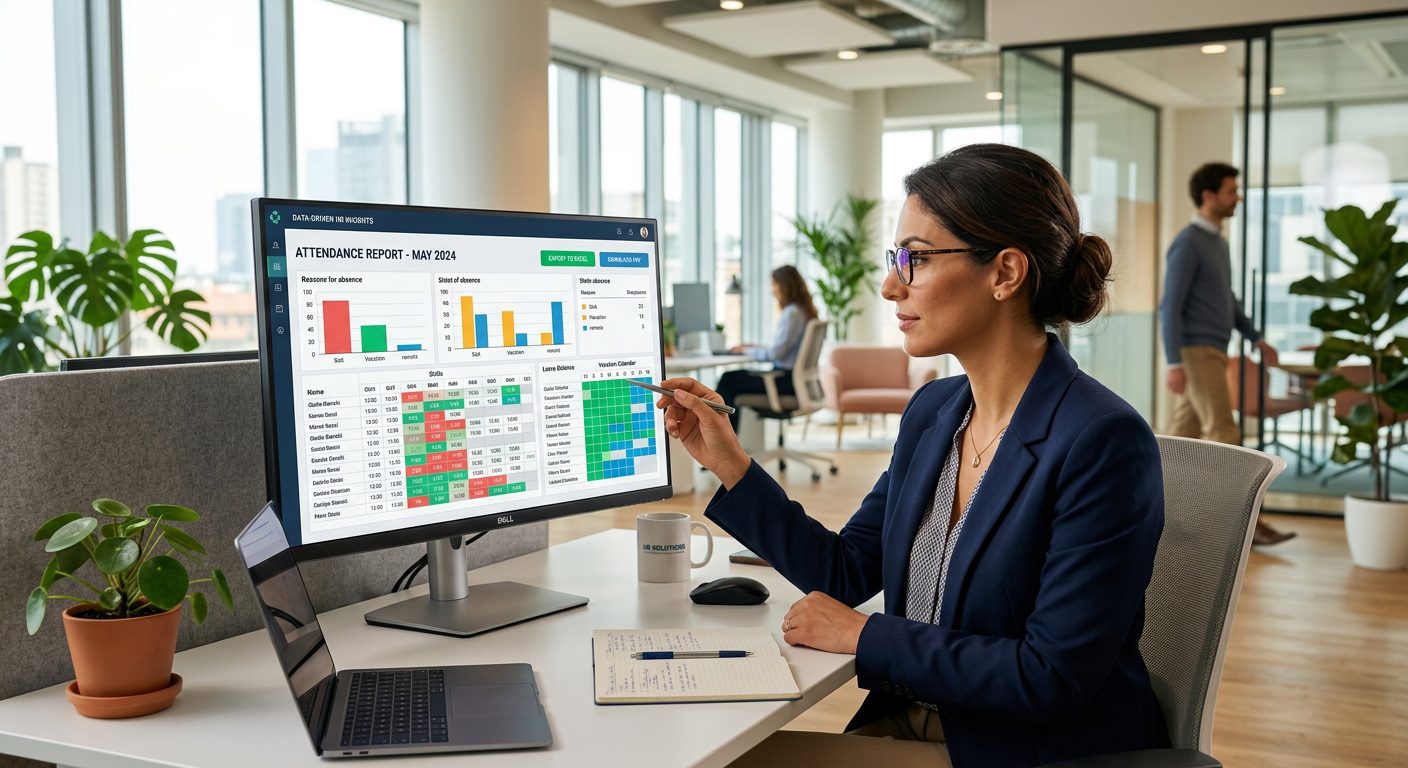 Responsabile studio professionale che analizza report presenze e ferie collaboratori su NoBadge